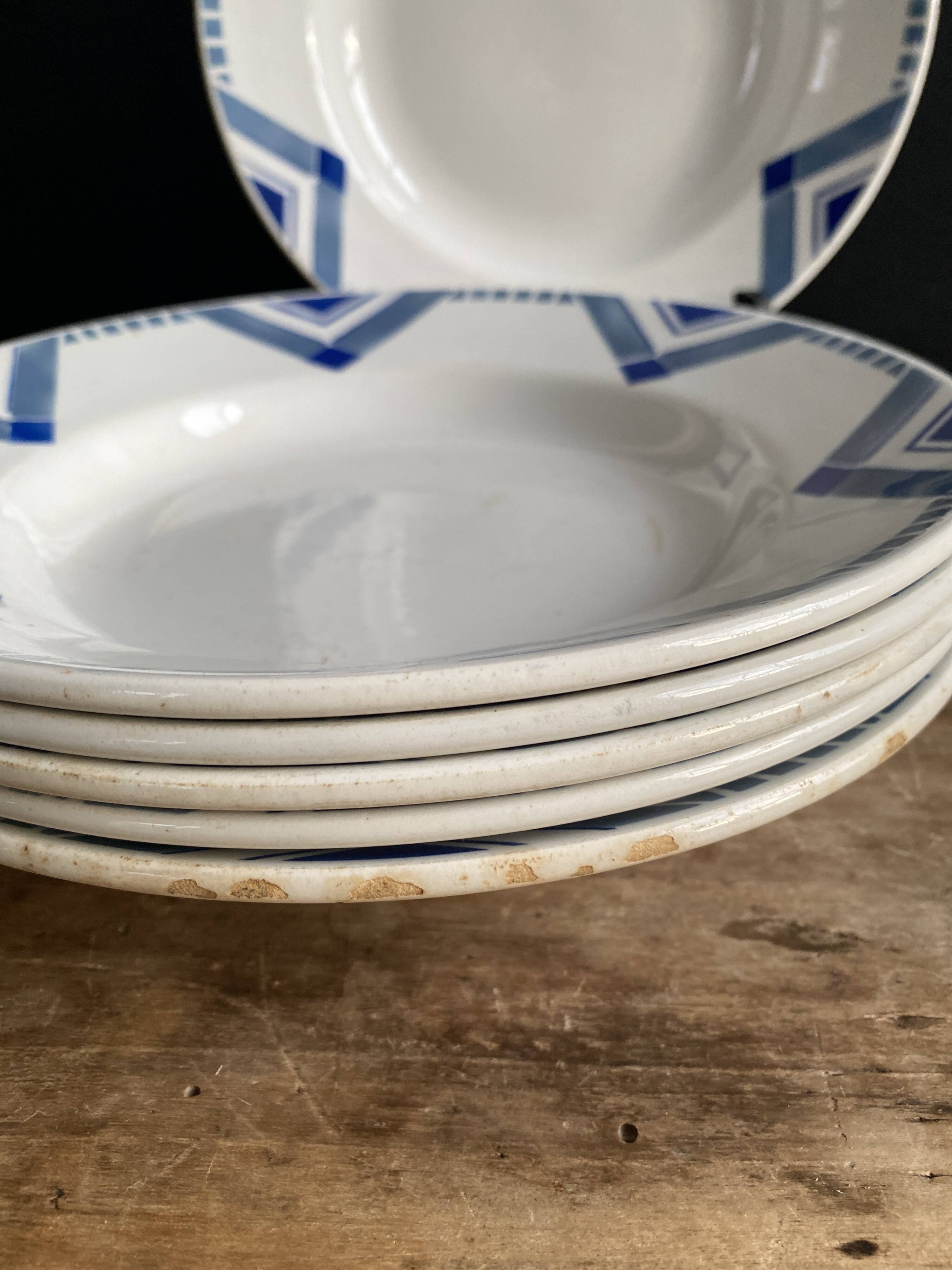 Set of 6 Art Deco Deep Plates - Moulin des Loups Orchies - Model PAX