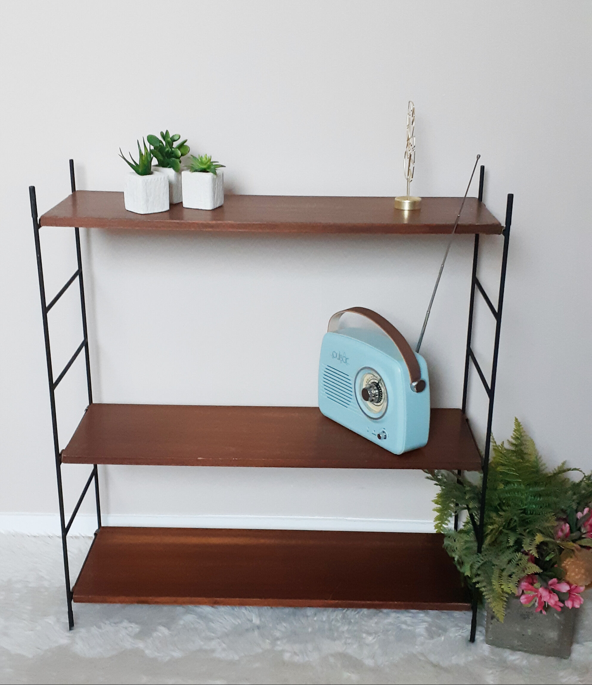 Teak string shelf