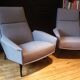 Pair of Guy Besnard armchairs, France 1960, new fabric
