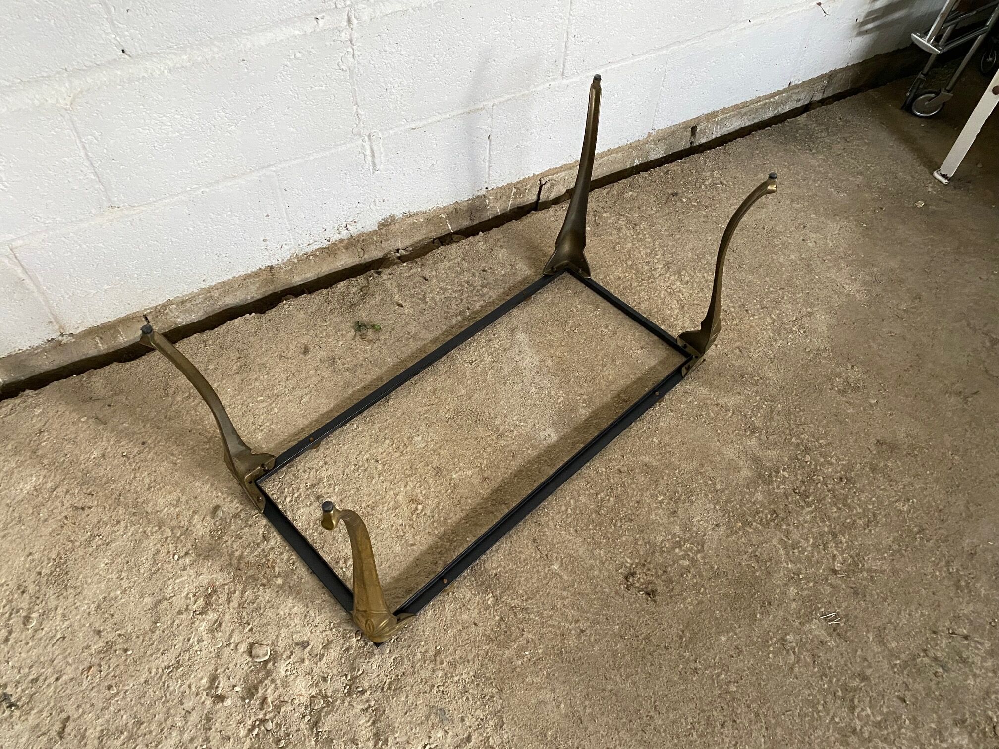 Coffee table marble base vintage brass 1950