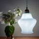 Suspension globe vintage en opaline bleue