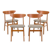 Chaises en teck et laine Farstrup, ensemble de 4, années 1960