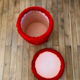 Pouf moumoute pelfran red years 60-70
