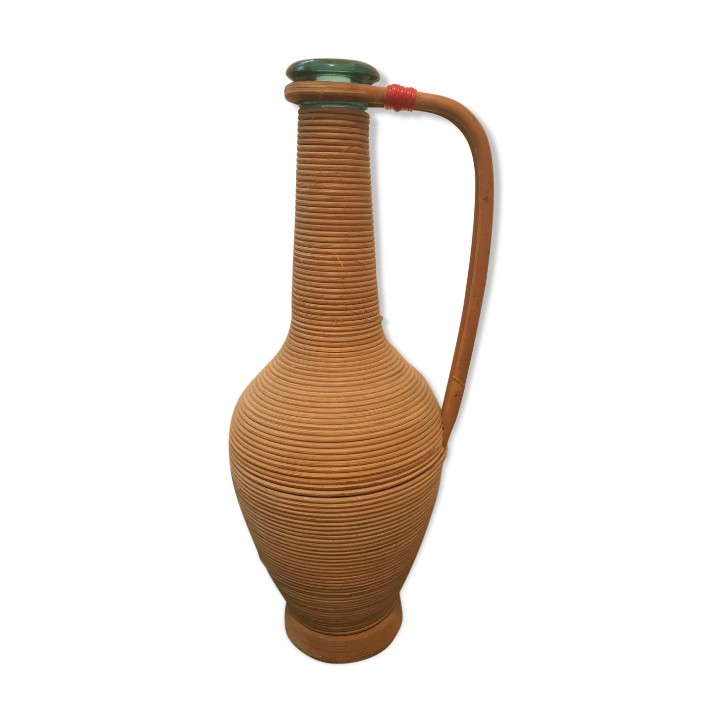 Vintage glass and rattan bottle