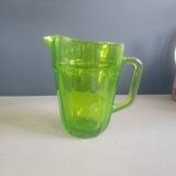 Vintage green molded glass pitcher