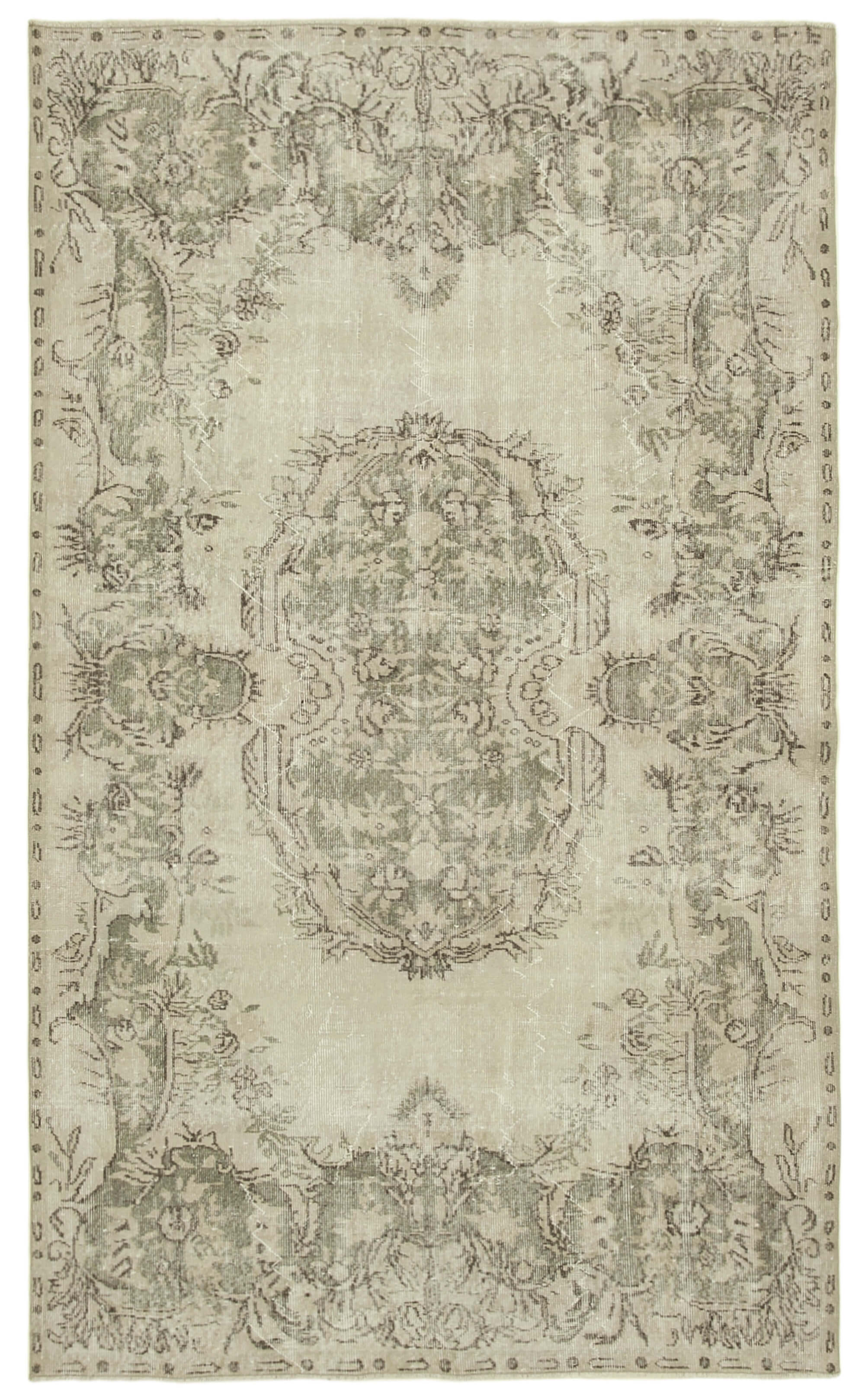 Handmade decorative oriental beige carpet 179 cm x 298 cm