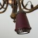 Large Burgundy brass chandelier with 15 arms, 1950, Italy