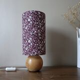 vintage round wooden lamp, lampshade with small Liberty flowers