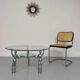 Table basse verre et métal design années 80 personnages métal vintage