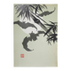 Estampe japonaise, Les chauves-souris (vert et blanc), gravure sur bois signée, Mokuchu Urushibara
