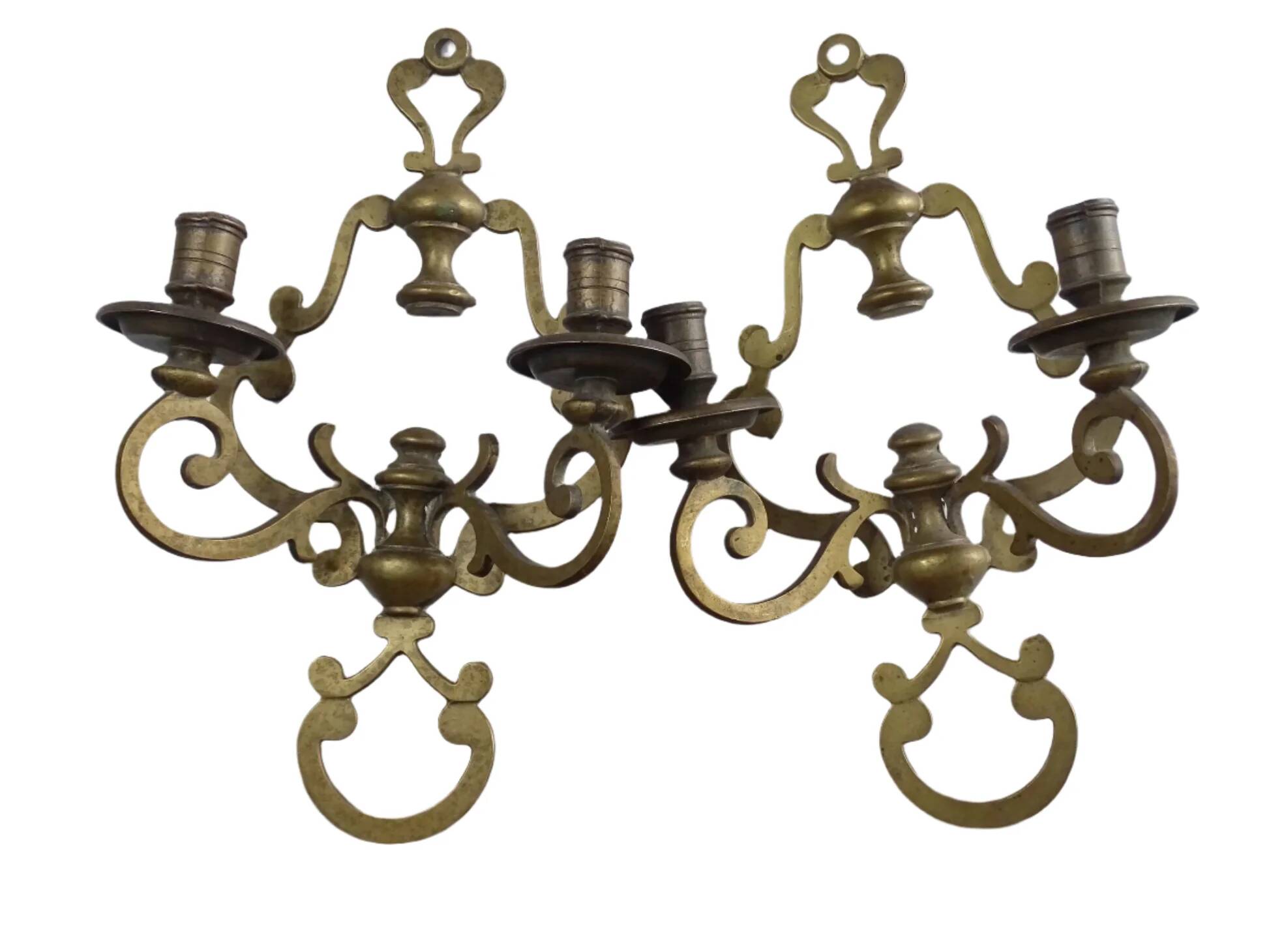 Paire d'appliques murales vintage en laiton