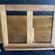 Manufrance wooden bedside table, folding tray with book holder.