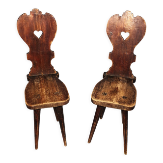 Pair of larch Tyrolean chairs