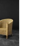 Vintage Mid-Century Italian Modern Boho Rattan Barrel Chair, 1970s