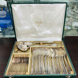 Silver metal housewife comprising 38 christofle pieces, model vendome coquille
