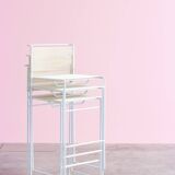 Giandomenico Belotti 7 white Spaghetti bar stools by Fly Line