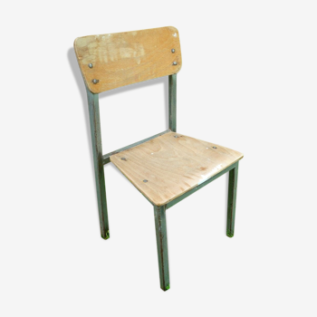 Petite chaise enfant bois et métal vintage 70s