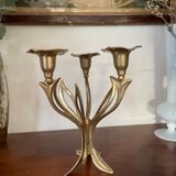 Brass flower candlestick