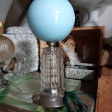 Art Deco crystal and opaline lamp