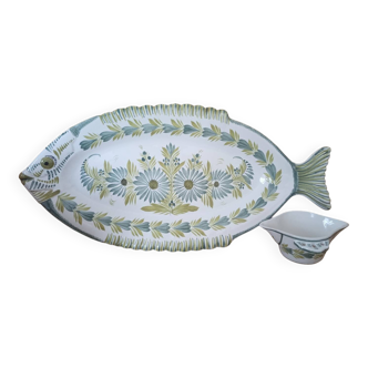 Fish dish and Henriot Quimper sauceboat