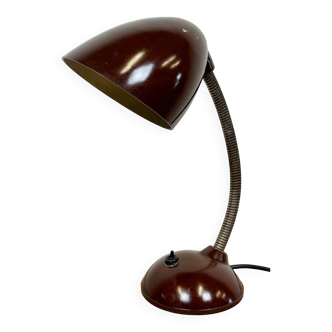 Lampe de table en col de cygne en bakélite marron vintage, années 1960