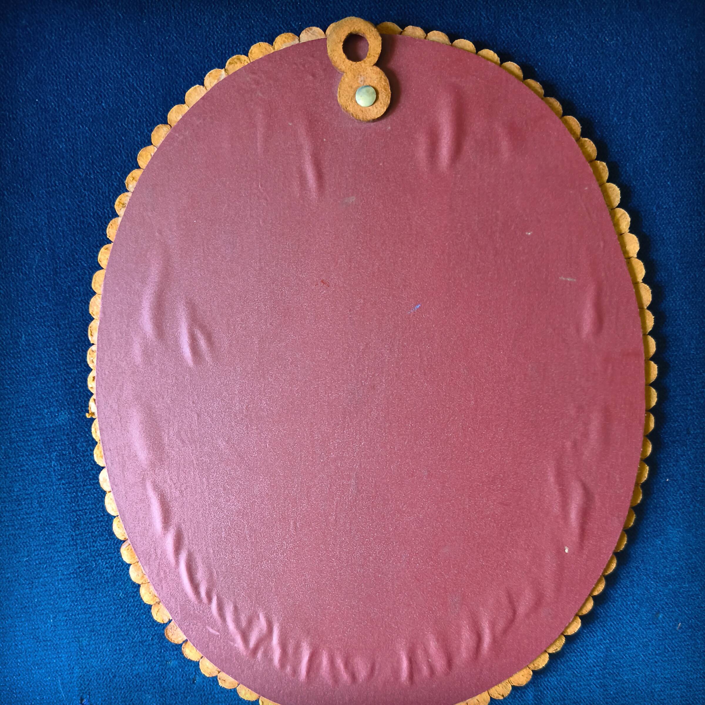 Leather repoussé mirror, Sri Lanka, 1960s