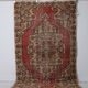 Vintage Turkish rug in beige and red with oriental design, 135 × 210 cm