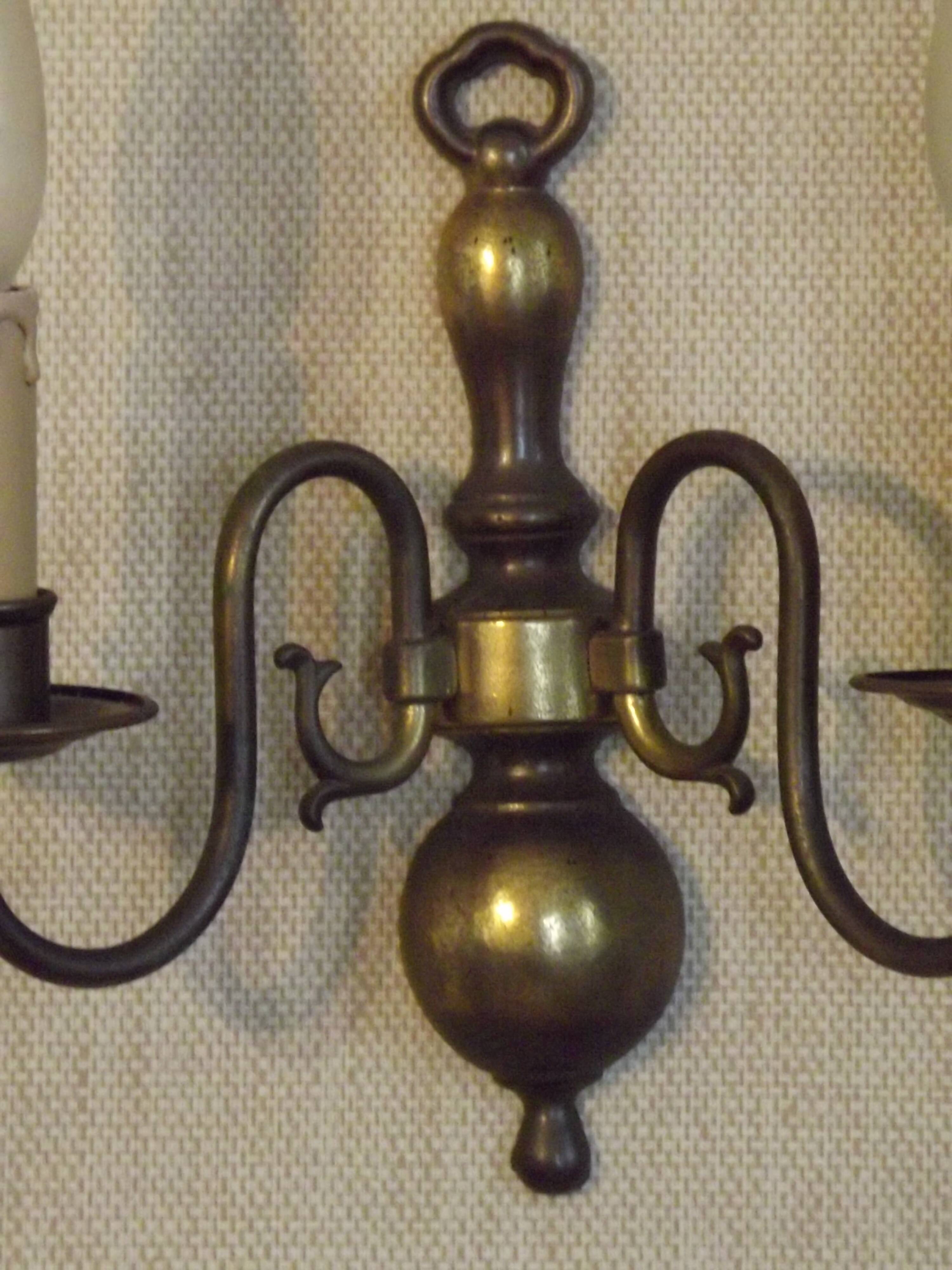 Pair French Vintage Age Bronze Effect Metal Flemsh Style Double Wall Lights 5092