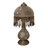 Opalescent glass and pewter table lamp