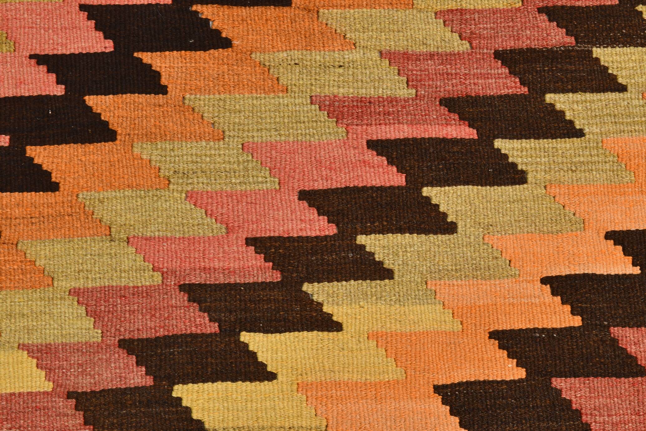 Kilim Turc Vintage en Laine Tissé Main, Tapis Tribal Ancien, 177x291 Cm