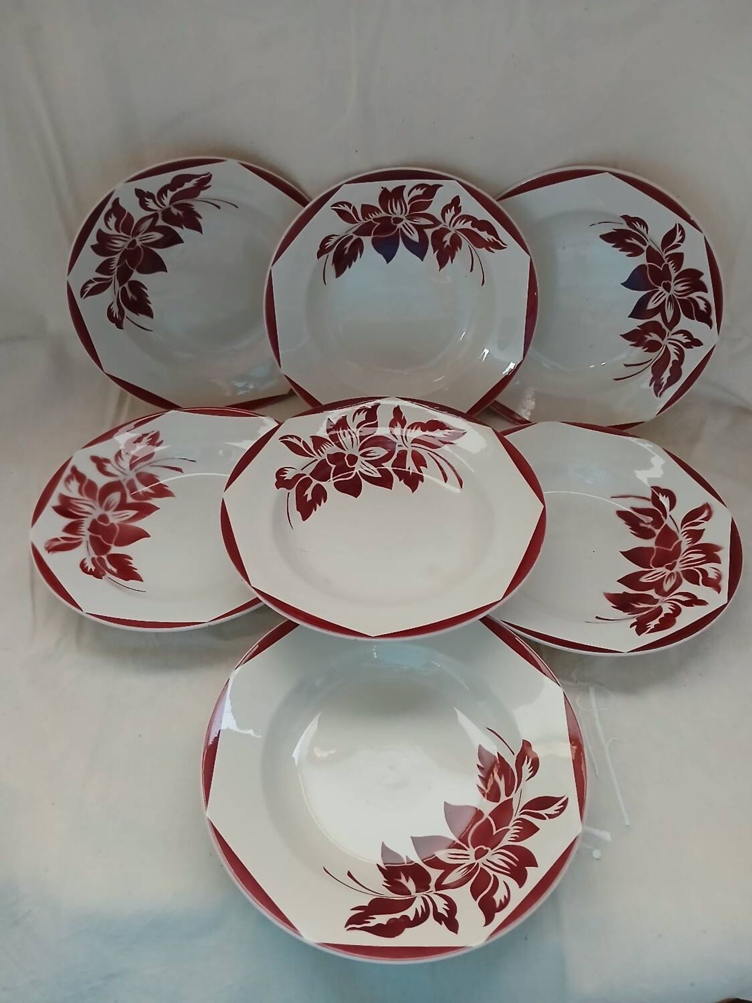 6 antique soup plates from Digoin and Sarreguemines