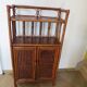 Retro-modernist - Sideboard-bookcase-2 doors-wood-rattan-cane-1960s