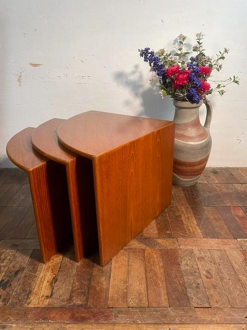 Set of 3 MCM nesting side tables in Danish teak