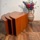 Set of 3 MCM nesting side tables in Danish teak