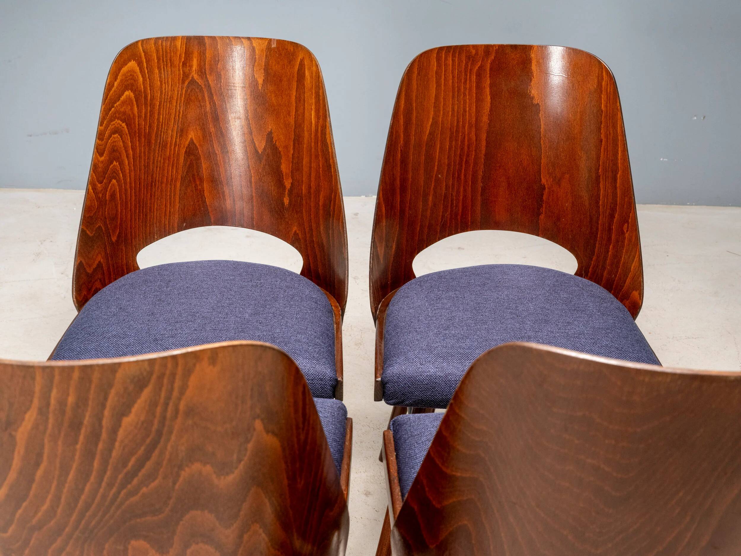 Set of 4 TON 514 chairs, Oswald Haerdtl, Czechoslovakia, 1950s