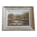 River landscape Oil on canvas signed by Chaury