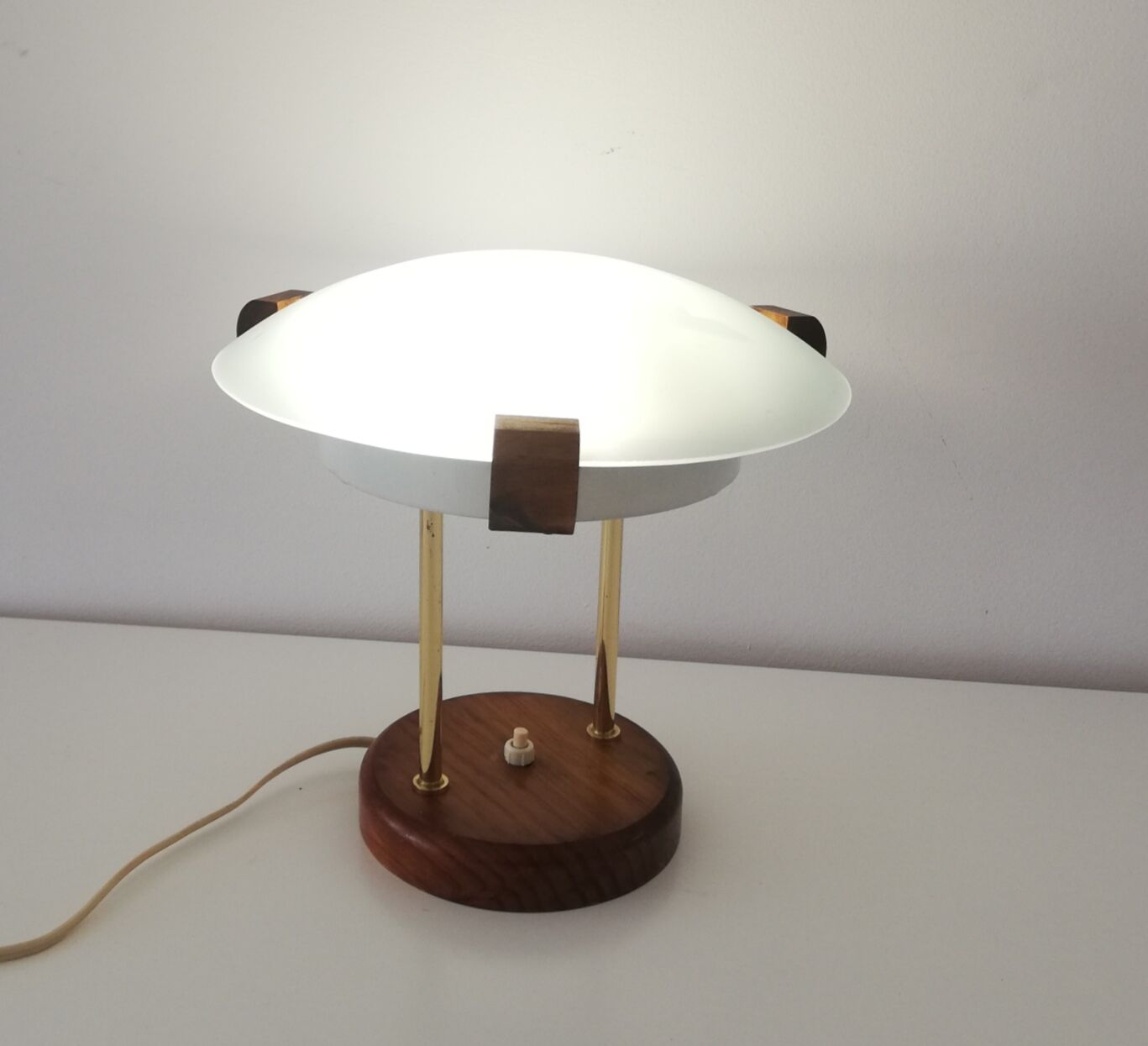 Glass wood library table lamp