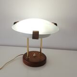 Glass wood library table lamp