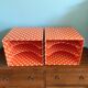 Vinyl storage cube - orange with white polka dots