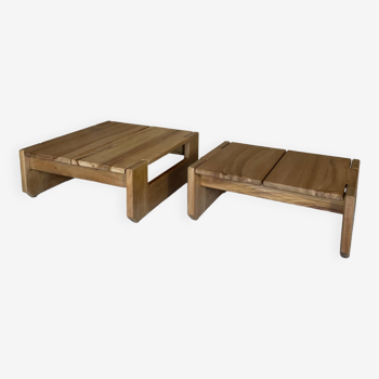 Duo of elm coffee tables / Edition Maison Regain