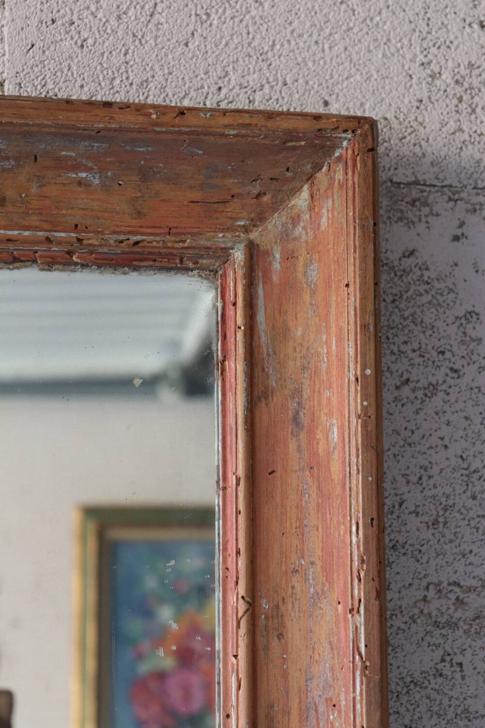 Large antique mirror in patinated wood h170cm