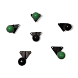 6 vintage green and black ball hooks