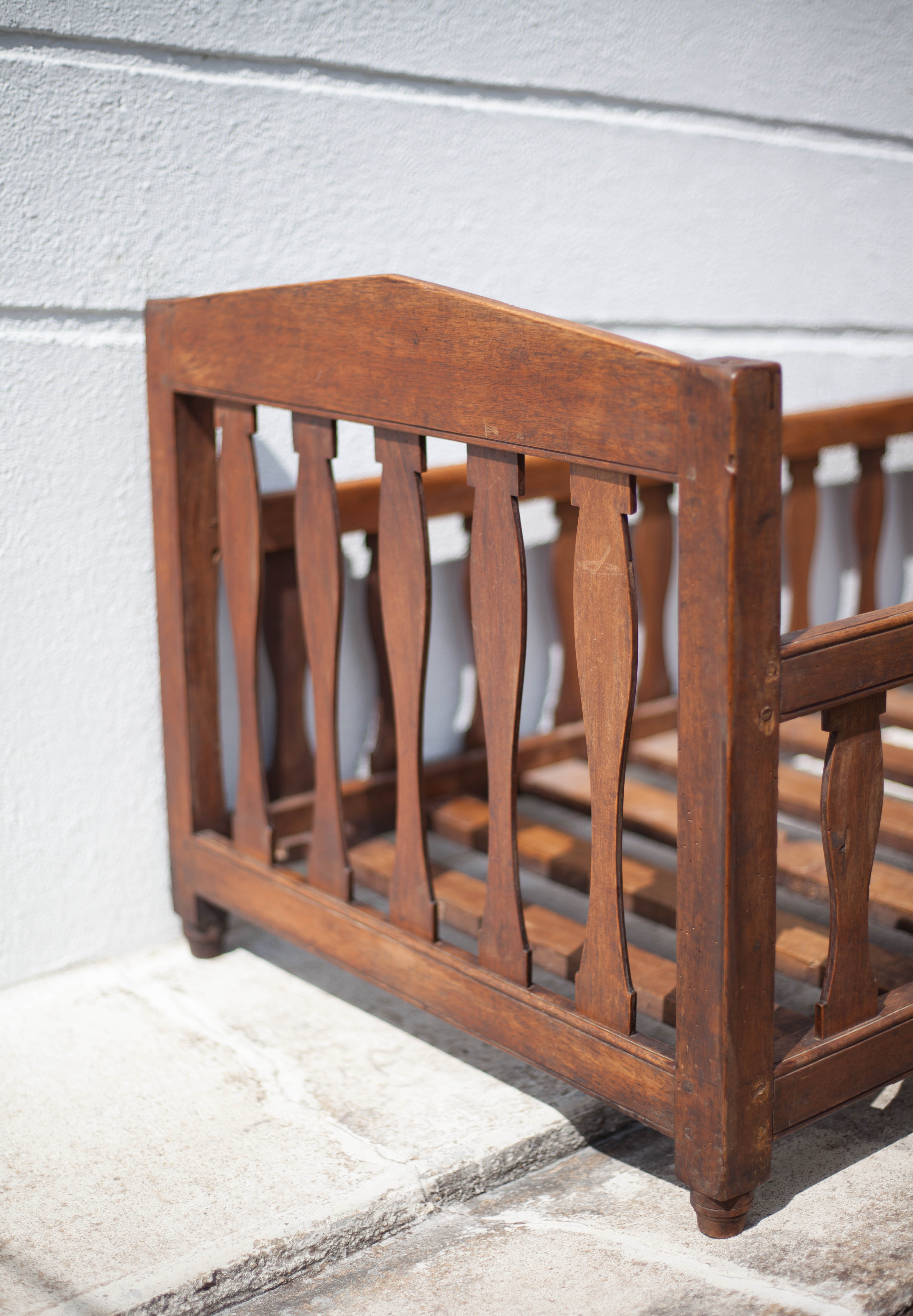 Children's wooden bed, old baby bed, children's bedroom bed, vintage decor