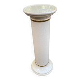 Vintage pedestal table in crackled ceramic with gilding, vintage floor lamp.
