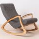 Fauteuil à bascule vintage moderne du milieu du siècle, Tchécoslovaquie, années 1950, retapissé