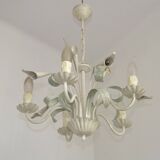 5-light earthenware chandelier with fleur-de-lis and scrolled leaves 4867