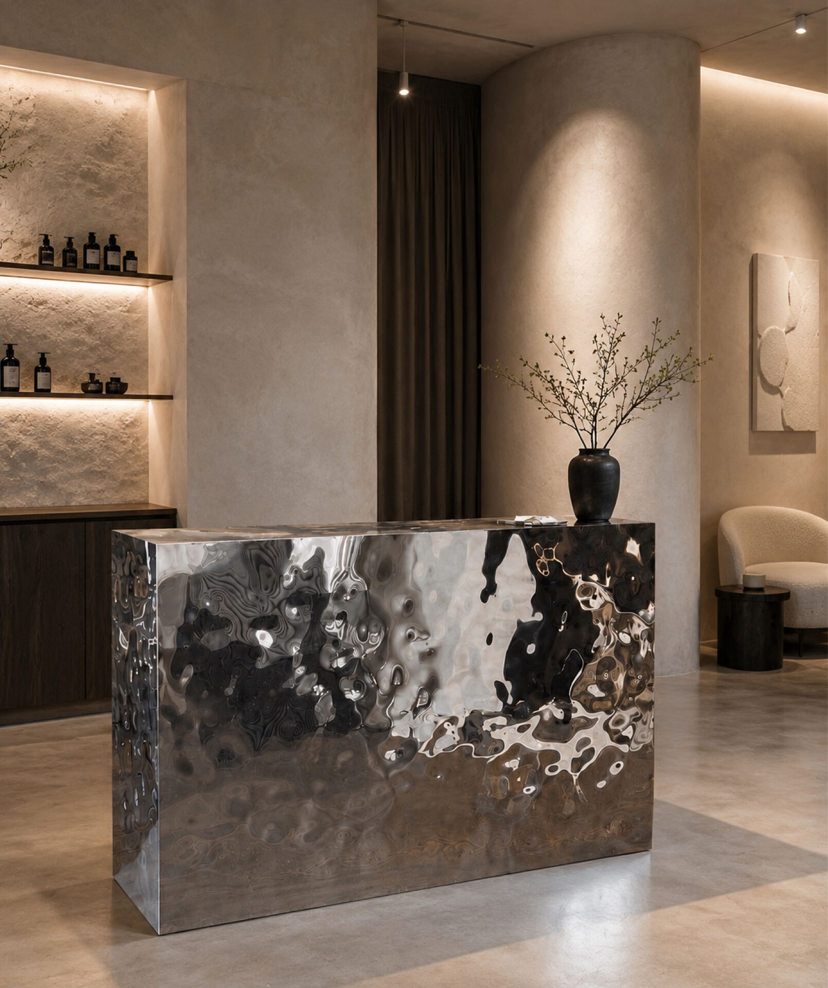 Mirror Polished Stainless Steel Reception Counter