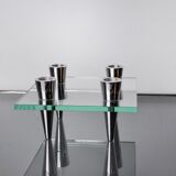 Bougeoir carré en verre, 4 flammes, danemark, 1970