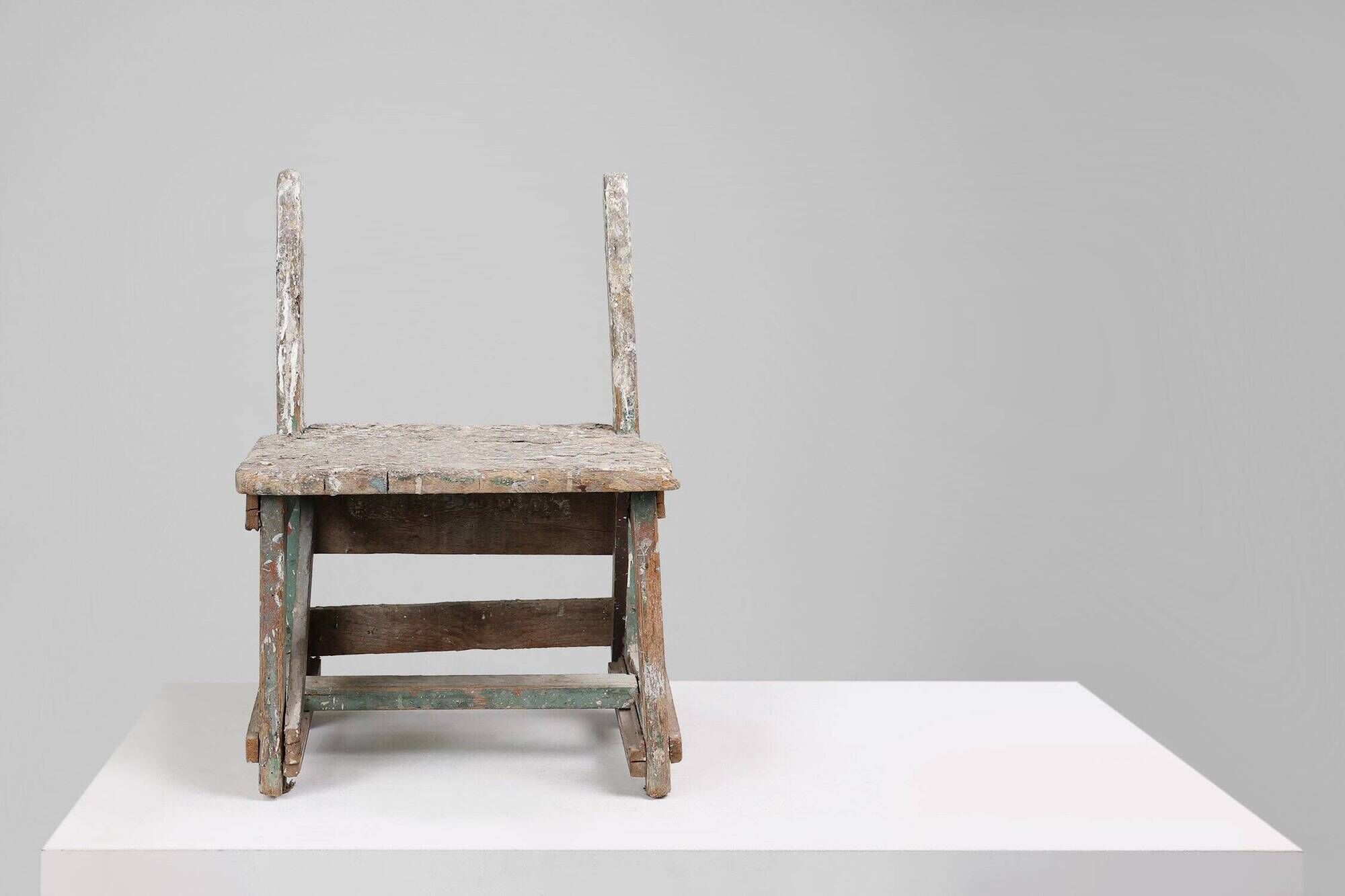Industrial Rustic Stool with Patina, France, 1900s