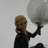Art deco desk lamp sitting woman with globe